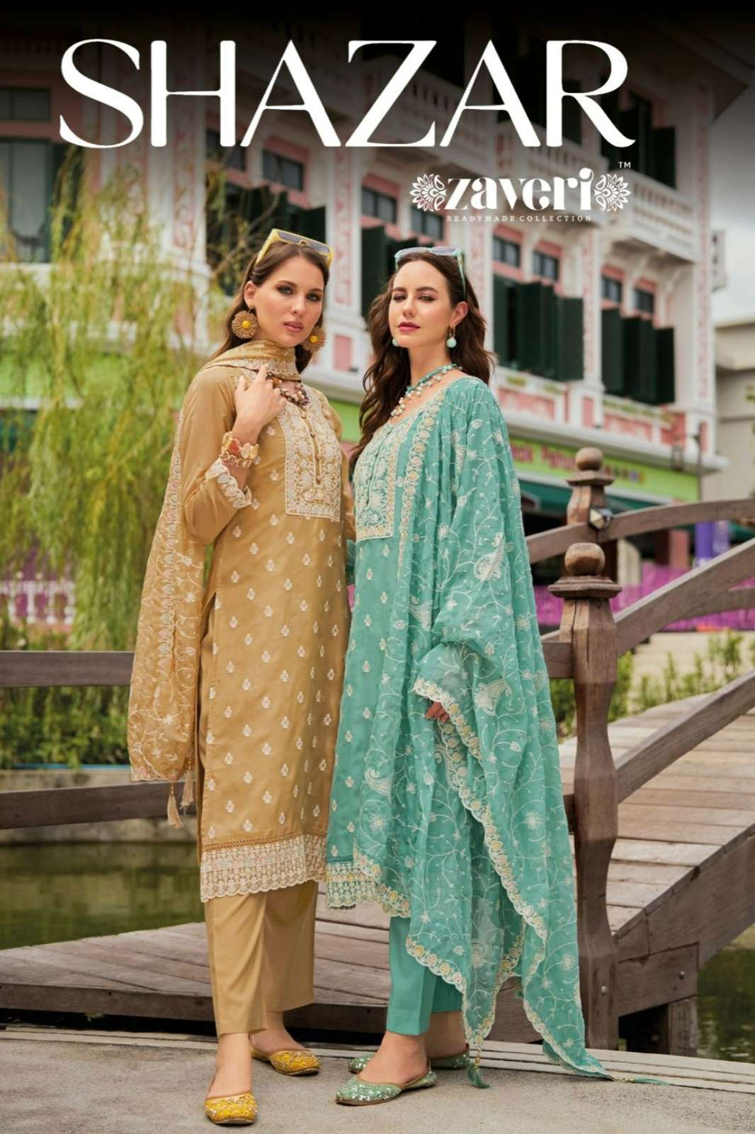 Zaveri SHAZAR 7807 Beautiful Ready to Wear Soft Organza Suit with Emboidery Work