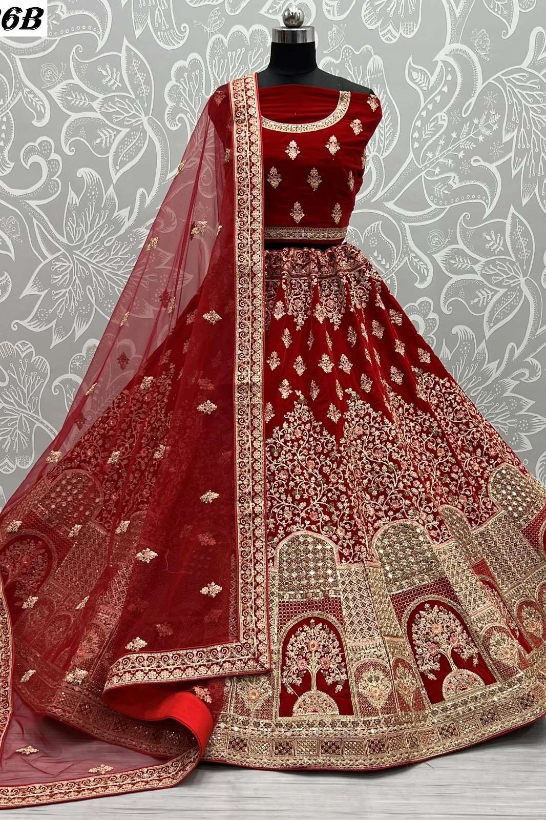 ANJANI ART 8031 2726B Embroidered Designer Velvet Bridal Lehenga Choli With Dupatta