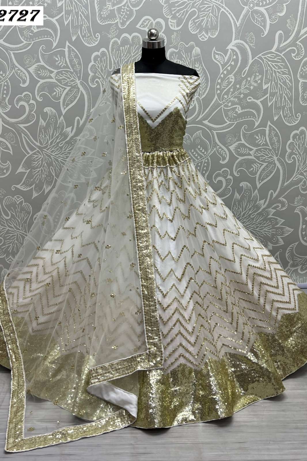 ANJANI ART 8111 2727 Charming White Sequins Net Designer Lehenga Choli