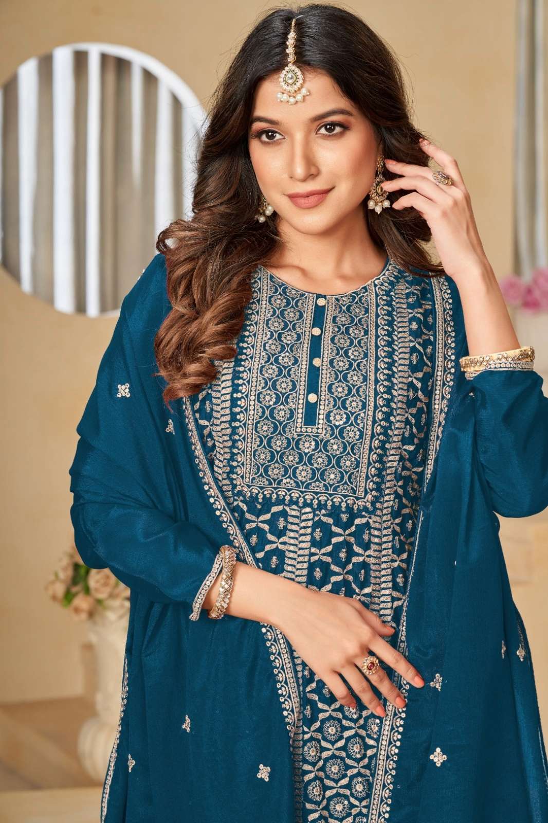 ANJUBAA 7885 JUBAA VOL-30 Wedding & Festival Wear designer Chinnon Frock Style Palazzo Suit