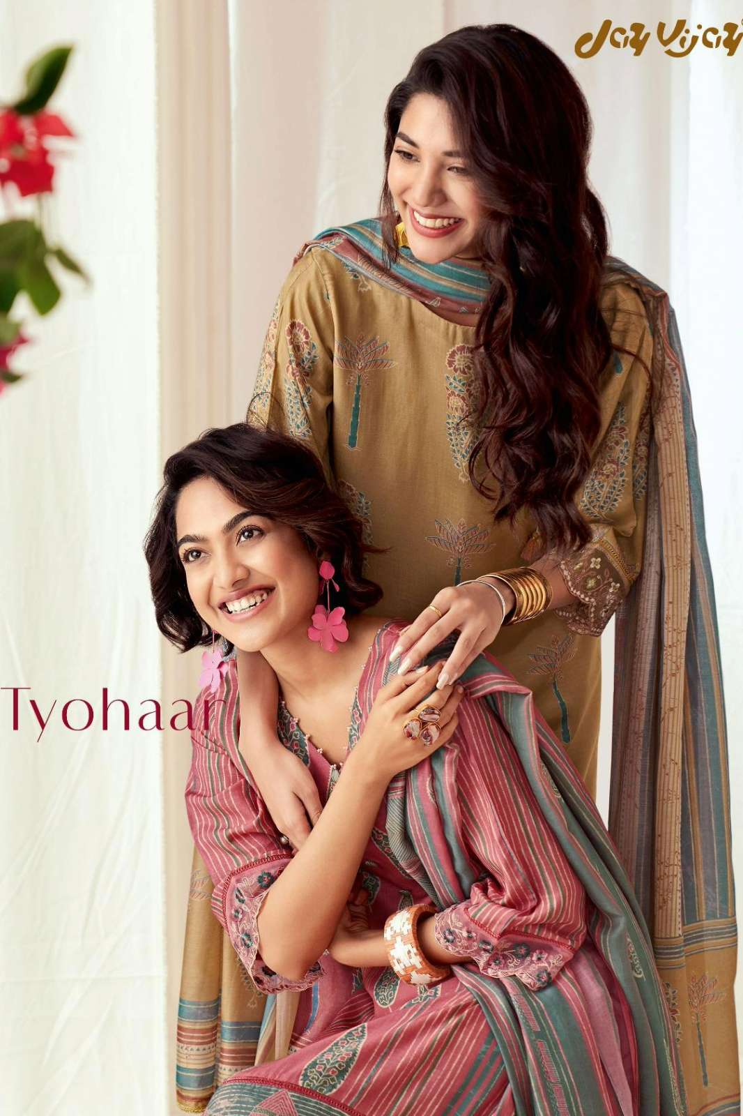 JAY VIJAY TYOHAAR PURE MUSLIN SILK CHECKS DIGITAL PRINTED SUIT WITH EMBROIDERY WORK 