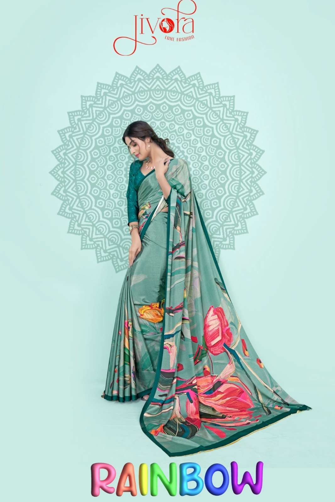 Jivora 8238 Rainbow(5001 to 5010) Latest And Trendy Designer Soft Crape Saree