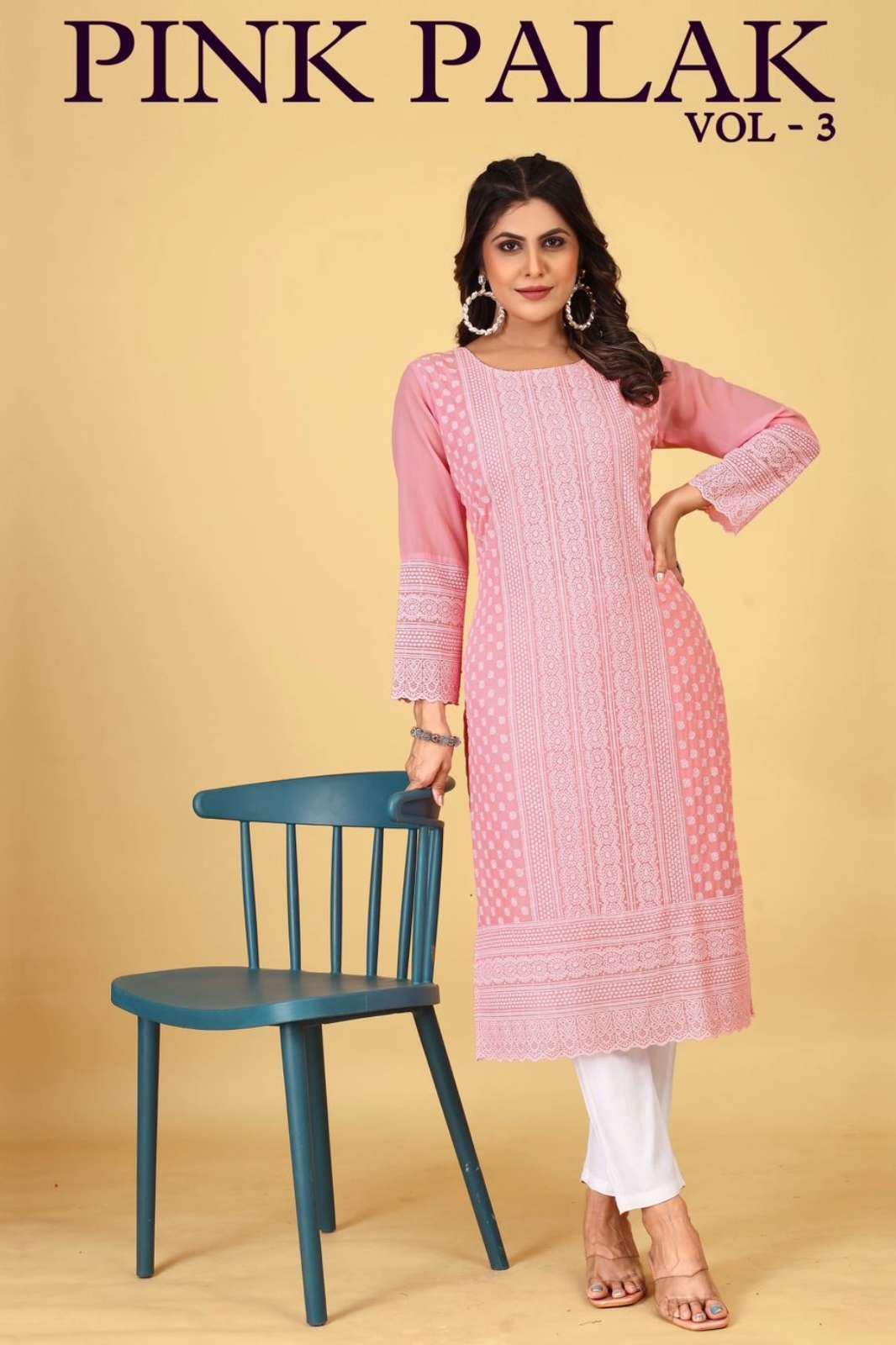 SEAMORE 8168 PINL PALAK (vol3) FESTIVAL WEAR DESIGNER GEORGETTE KURTI SET