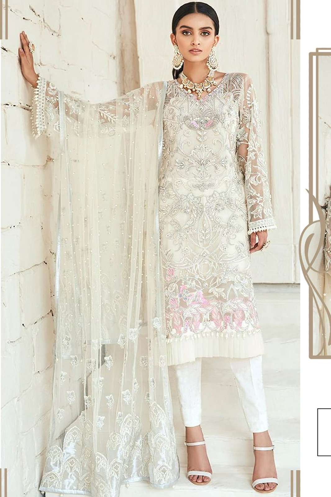 SHANAYA 336r ROSE BRIDEL S-116 DESIGNER HEAVY BUTTERFLY NET PAKISTANI SUIT