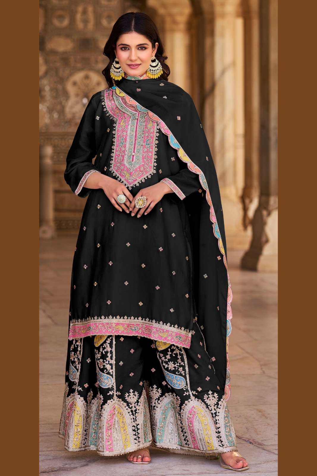 SHRI BALAJI EMPORIUM 384q K-5111 DESIGNER CINON SILK PAKISTANI SUIT