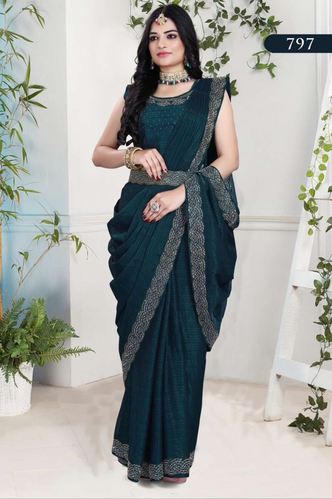 Shri Balaji Emporium 8102 Latest Designer Imported Lycra Ready To Wear Saree