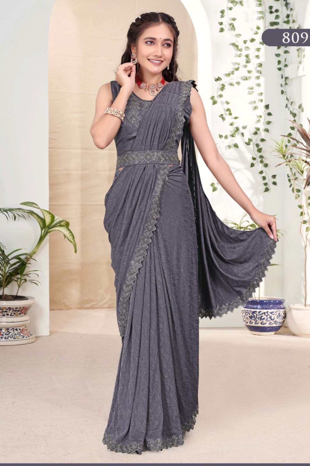 Shri Balaji Emporium 8104 Indian Traditonal Ready To Wear Party Wear Saree