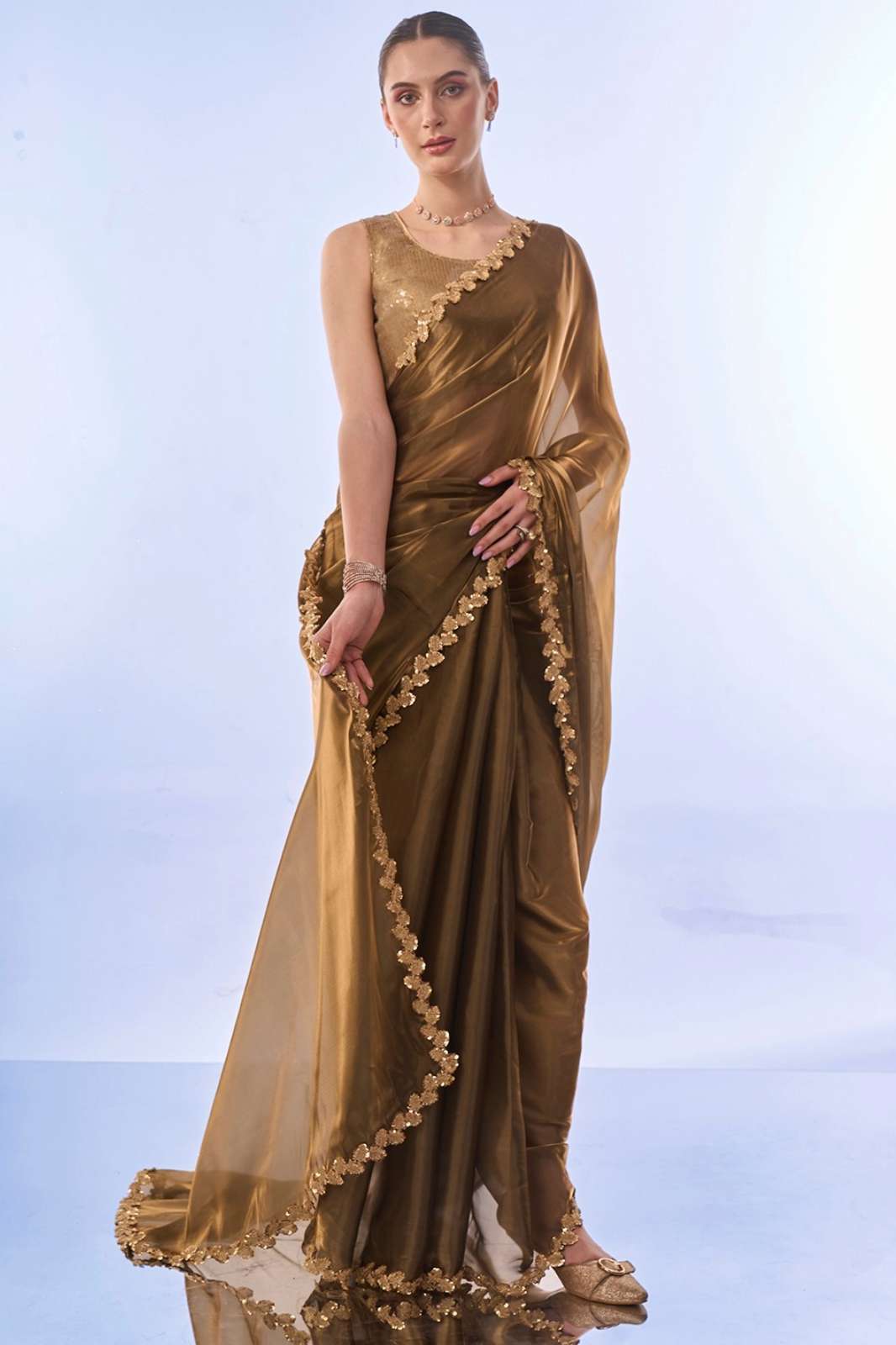 Shri Balaji Emporium 8439 OP-507 TO OP-510 Designer Sequinned Organza Saree