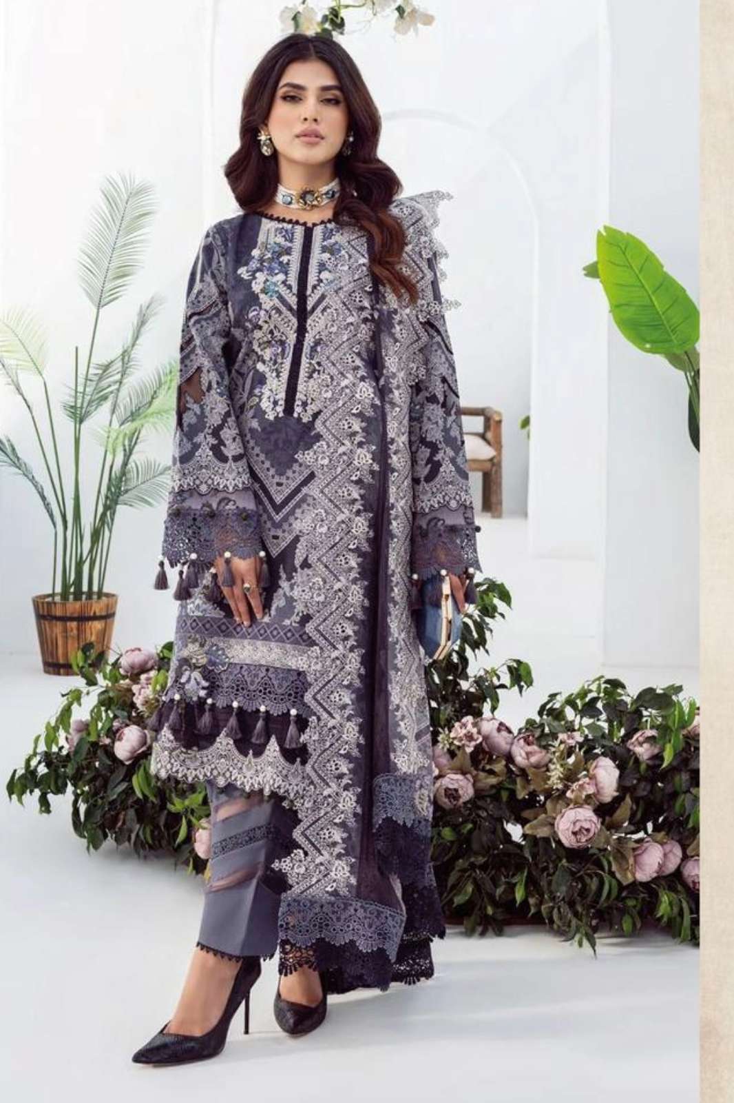 Taj Creations 366q TAJ-122 Heavy Embroidery Designer Pure Cotton Pakistani Suit