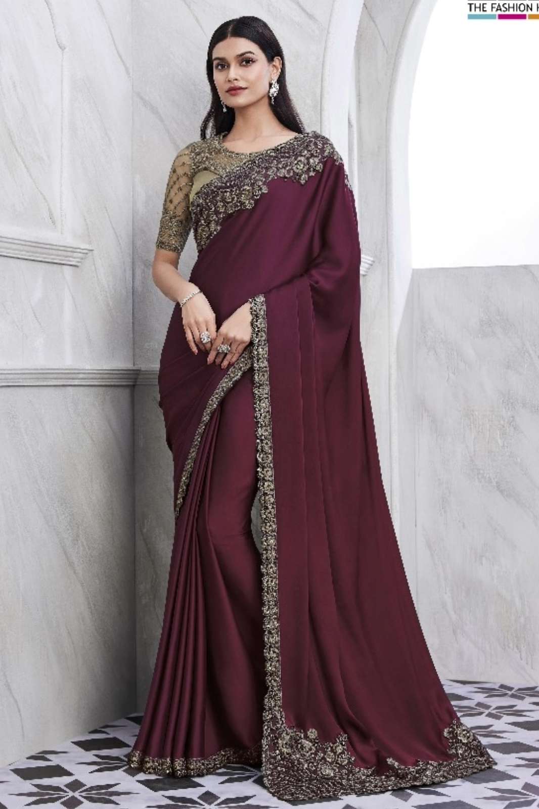 TFH 7956 (29002 SERIES) SILVER SCREEN 19 PARTY WEAR DESIGNER WALNUT SILK SAREE