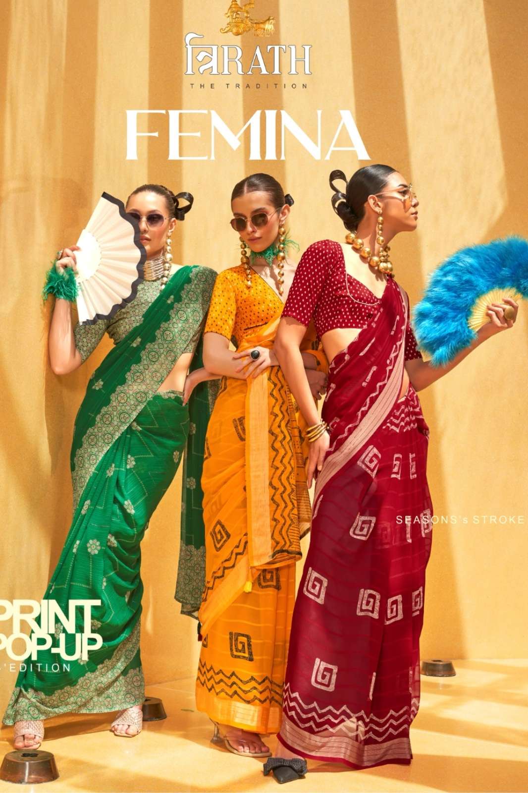 TRIRATH 8453 Femina Traditional Foil Print Designer Daani Georgette Saree