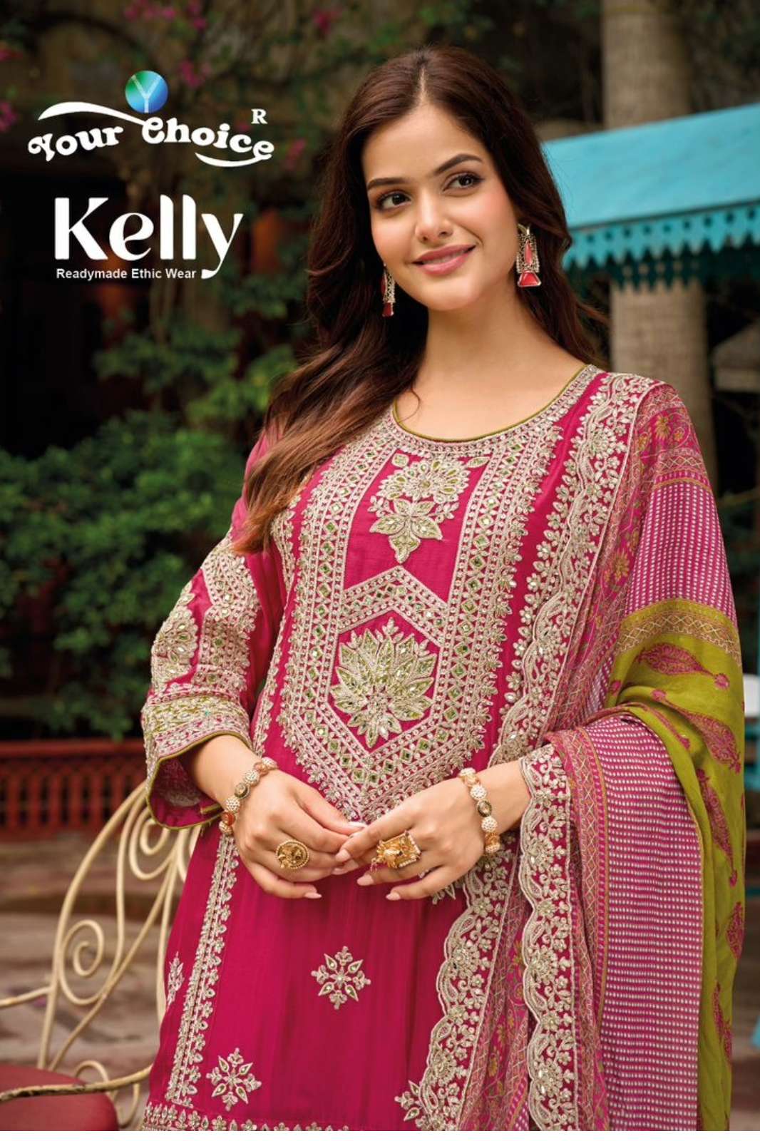 Your choice 7992 KELLY Designer Festive Sepcial Semi pure Chinon Sharara Suit