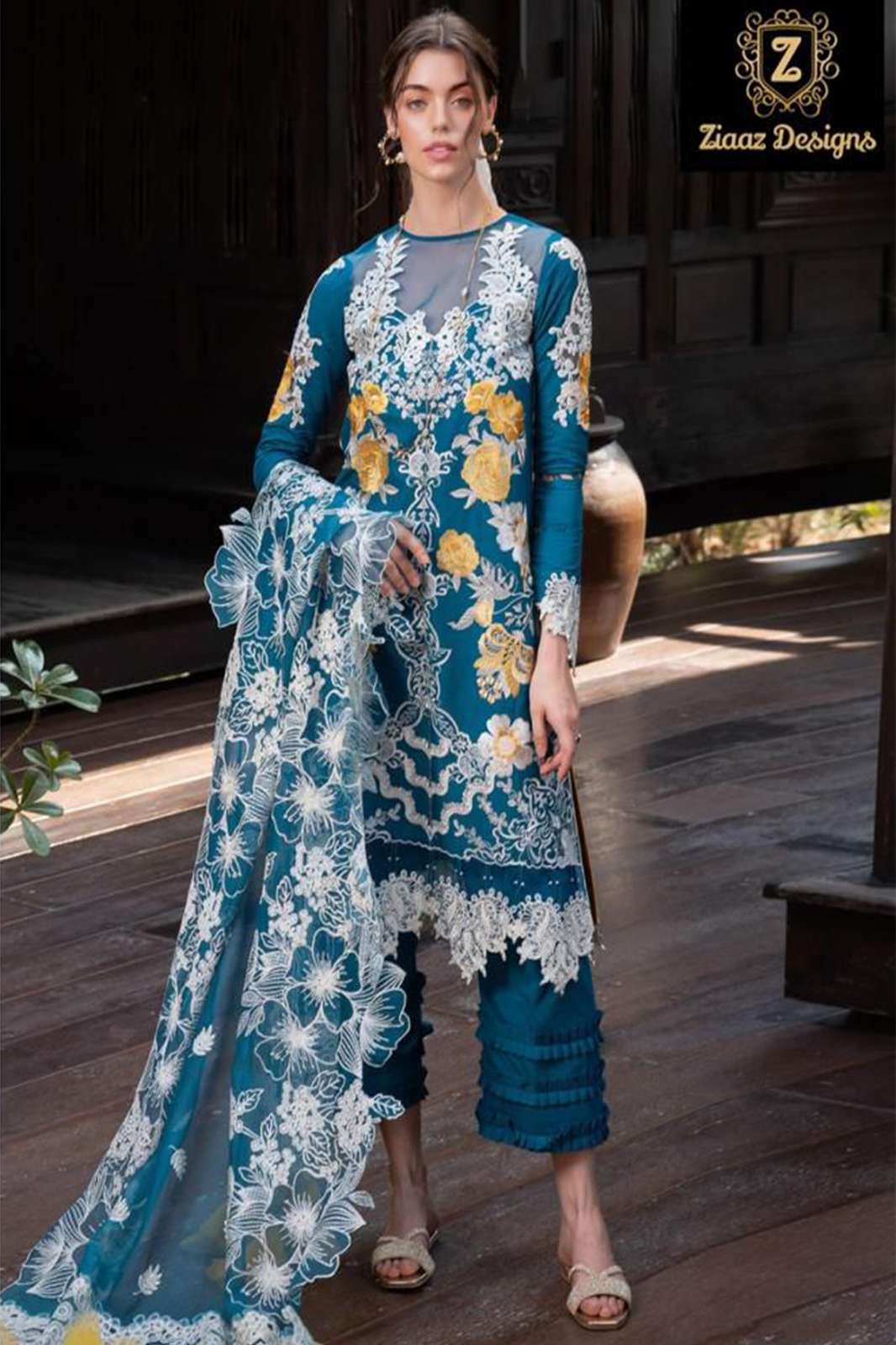 Ziaaz Designs 330r 563 564 Beautiful Designer Rayon Cotton Pakistani Suit