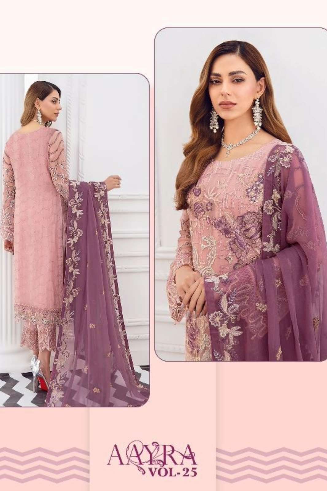 COSMOS 355r 2502 & 2503 & 2505 FRONT & BACK WORK DESIGNER FOX GEORGETTE PAKISTANI SUIT