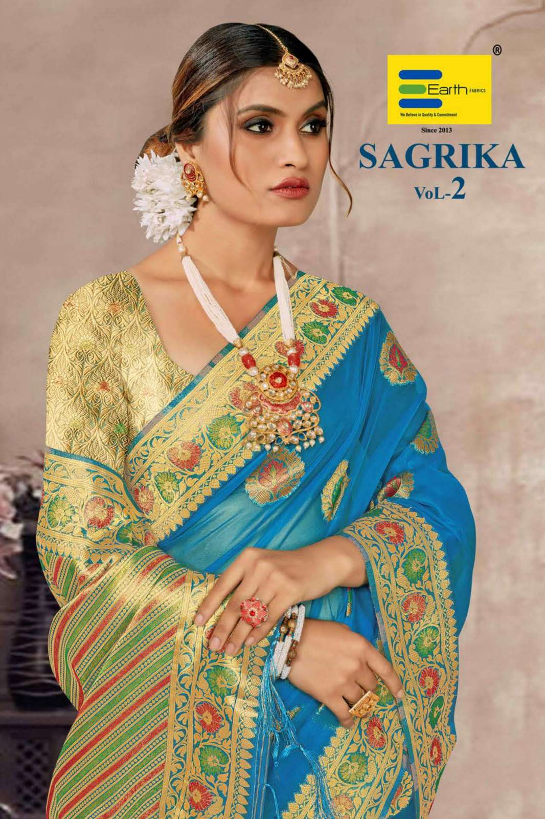 Earth Fabrics Sagarika vol 2 9107 Beautiful Silk Saree with Weaving Work 