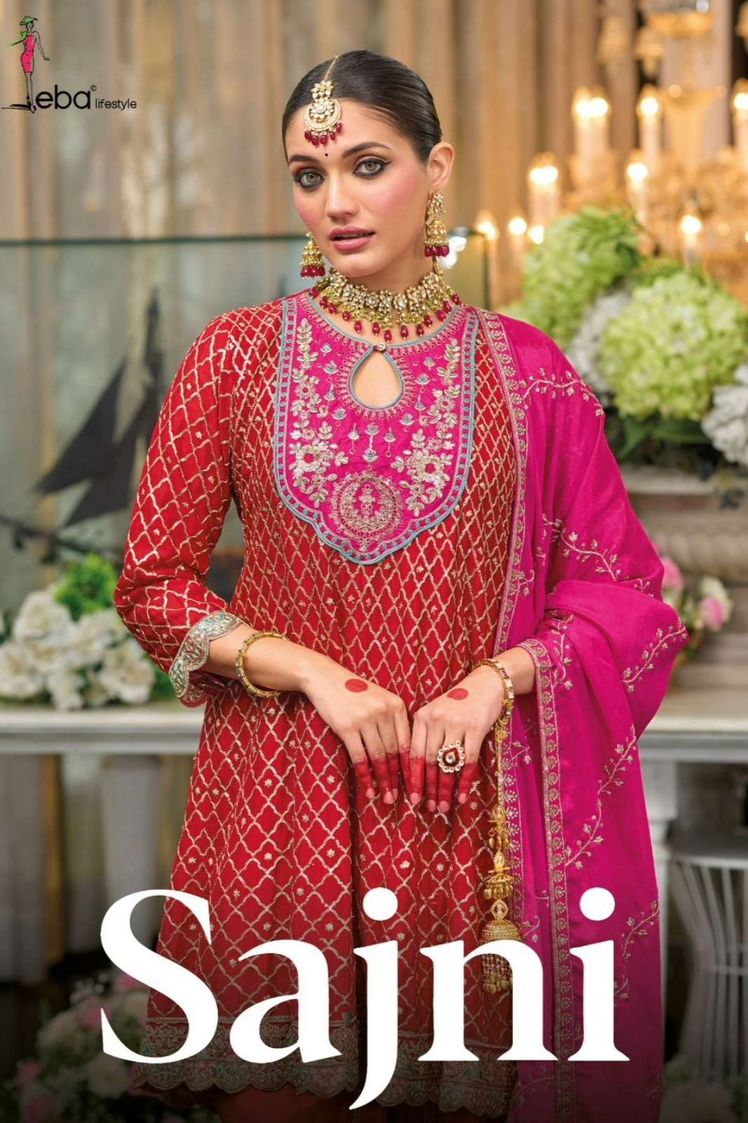 Eba SAJNI 8778 Ready to Wear Chinon Suit with Emboidery Work 