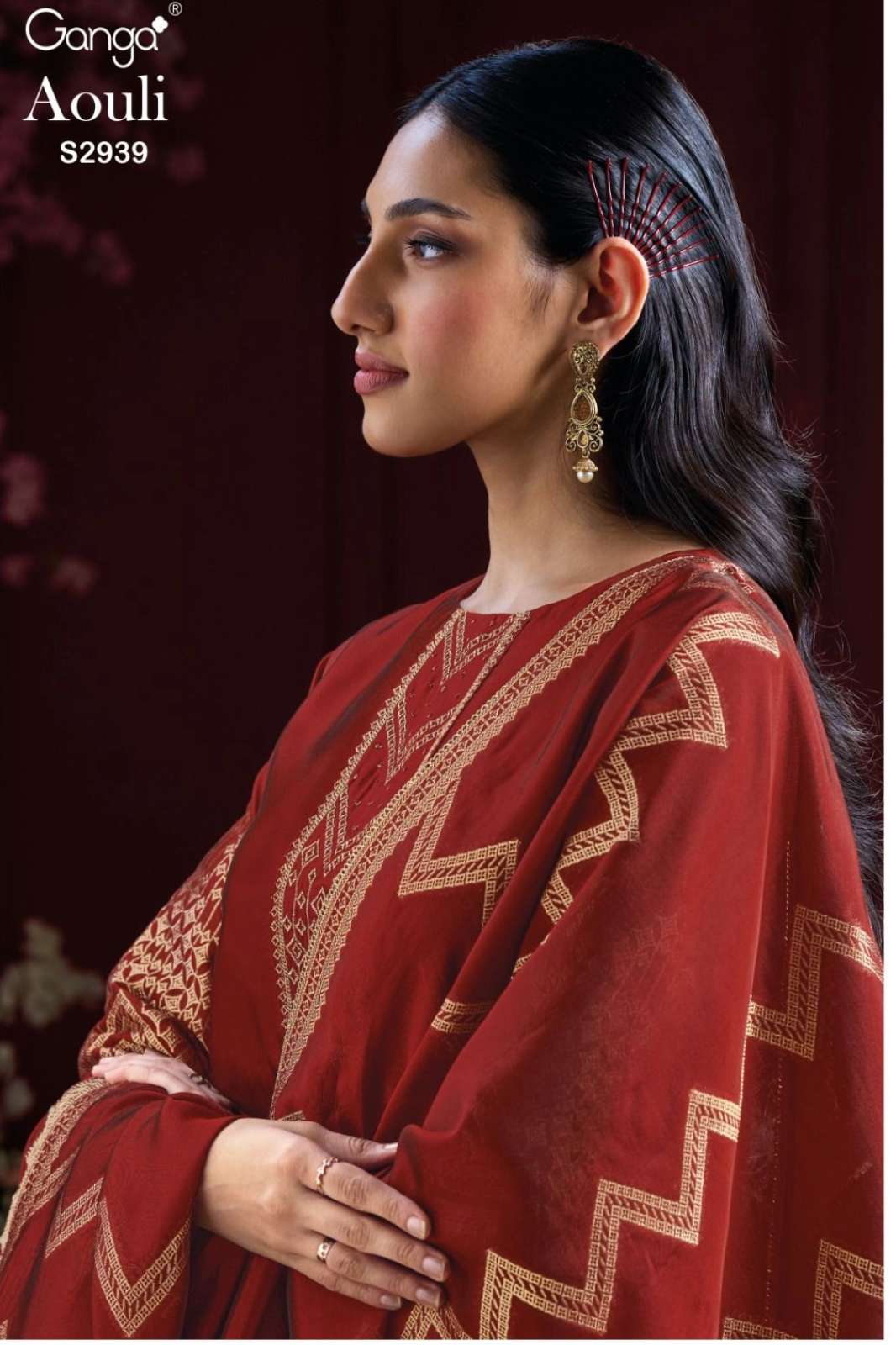 GANGA AOULI EMBROIDERY DESIGNER PREMIUM VISCOSE SILK JACQUARD SUIT