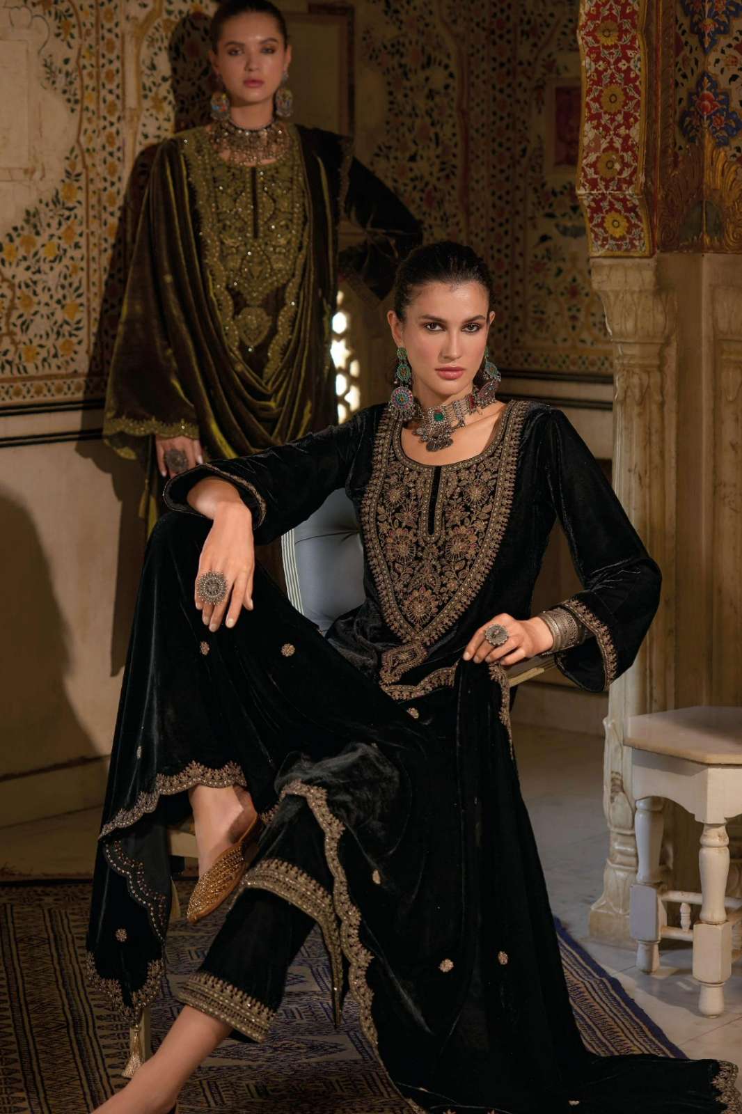  KILORY TRENDS NOOR-E-JAHAN PURE PREMIUM VELVET SUIT WITH CODING EMBROIDERY WORK