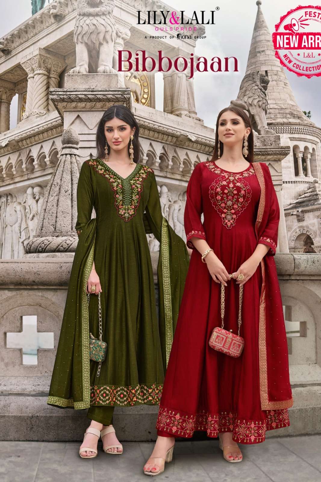 Lily & Lali Bibbojaan Traditional Designer Anarkali Style Vichitra Silk Suit