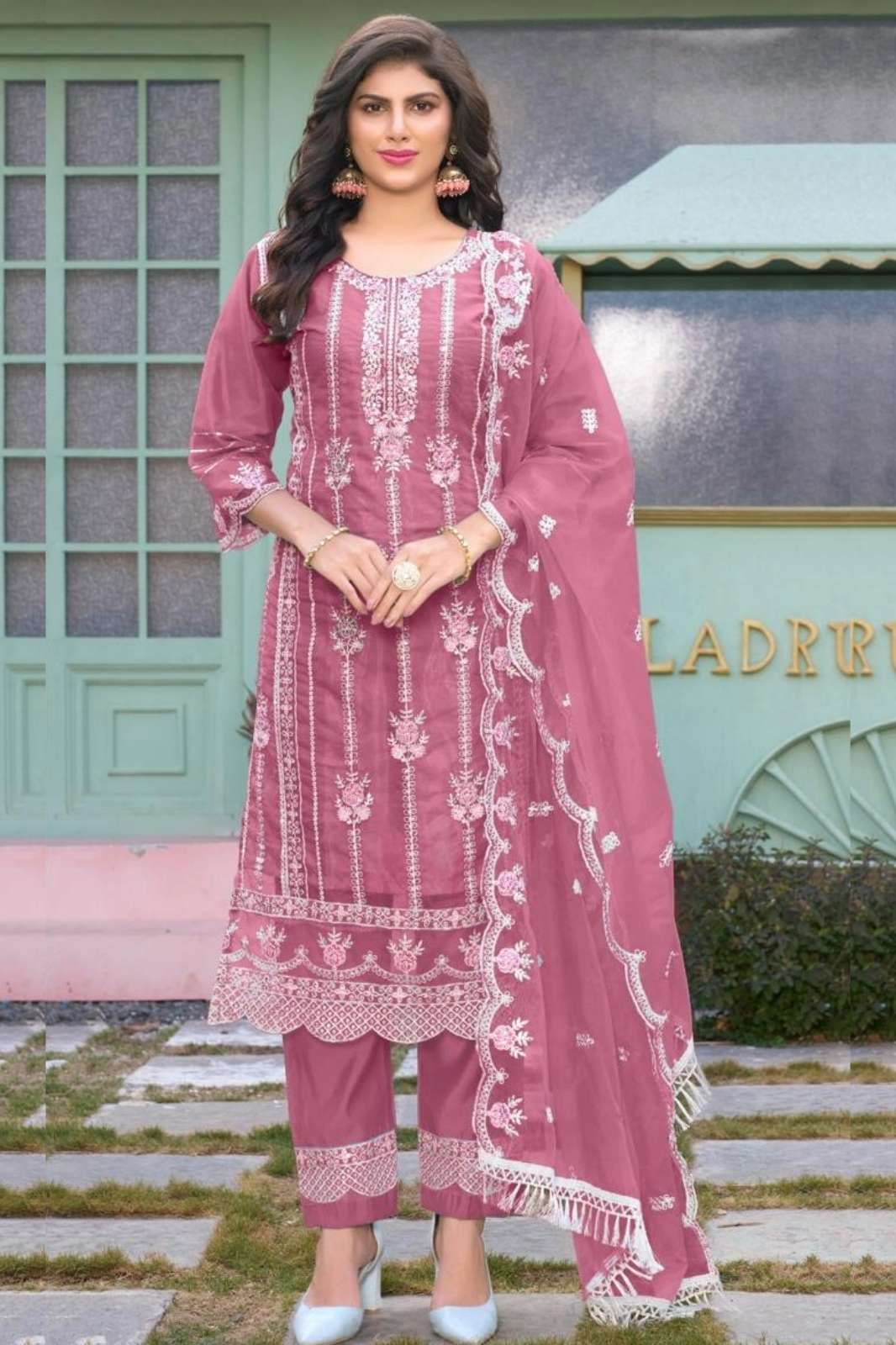 RAMSHA R 1159 READYMADE ORGENZA PAKISTANI SUIT WITH EMBROIDERY WORK