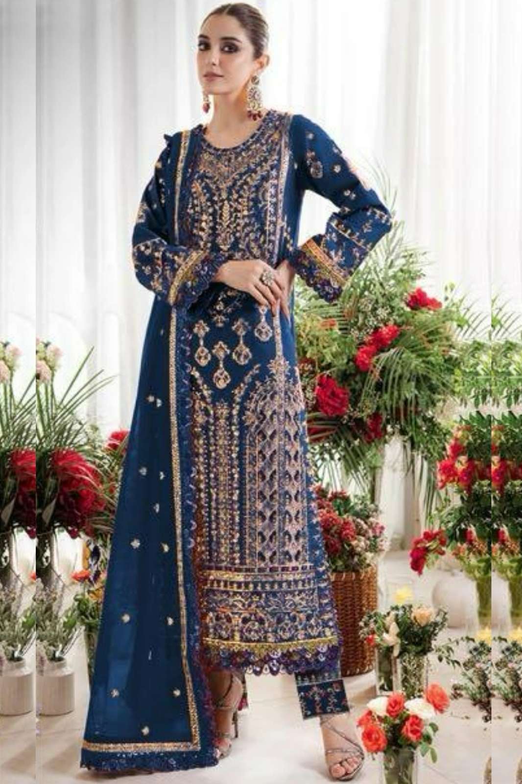 RAMSHA R 1207 READYMADE BEAUTIFUL EMBROIDERED VELVET PAKISTANI SUIT