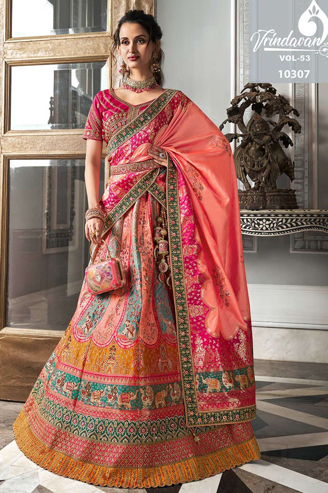 Royal VRINDAVAN VOL 53 9037 Embroidered Banarasi Silk Wedding Lehenga Choli With Dupatta