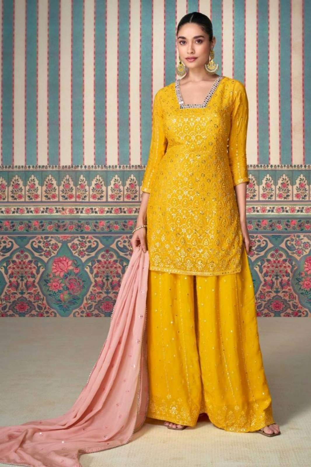 SAYURI SHAGUN  8880 PREMIUM REAL CHINON SILK SUIT WITH HEAVY EMBROIDERED WORK