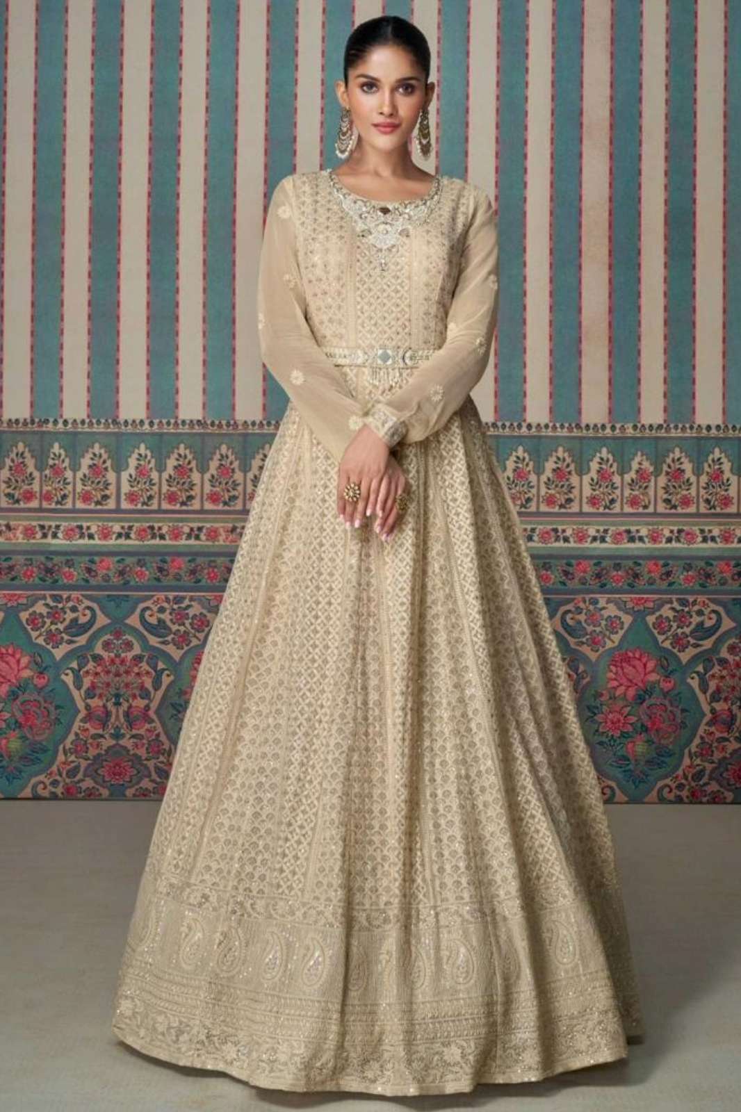 SAYURI ZARINA 9048 READYMADE EMBROIDERED REAL GEORGETTE ANARKALI SUIT