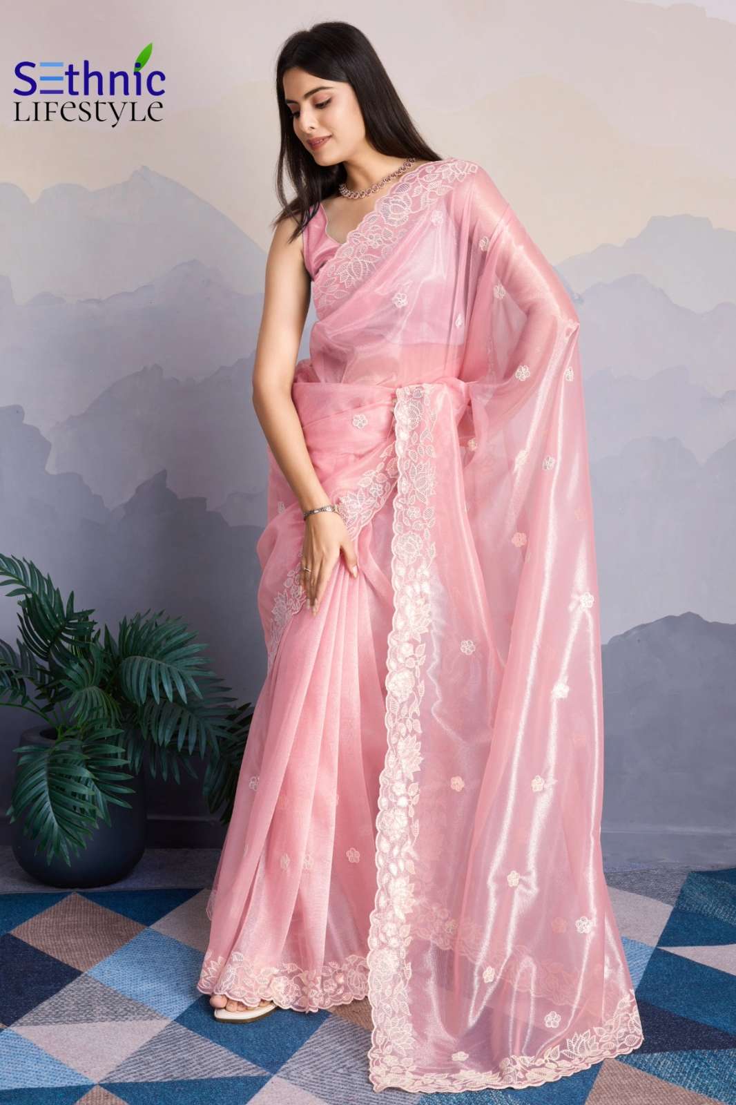 Sethnic 8550 TWILLORA Embroidery Work Designer Fancy Saree