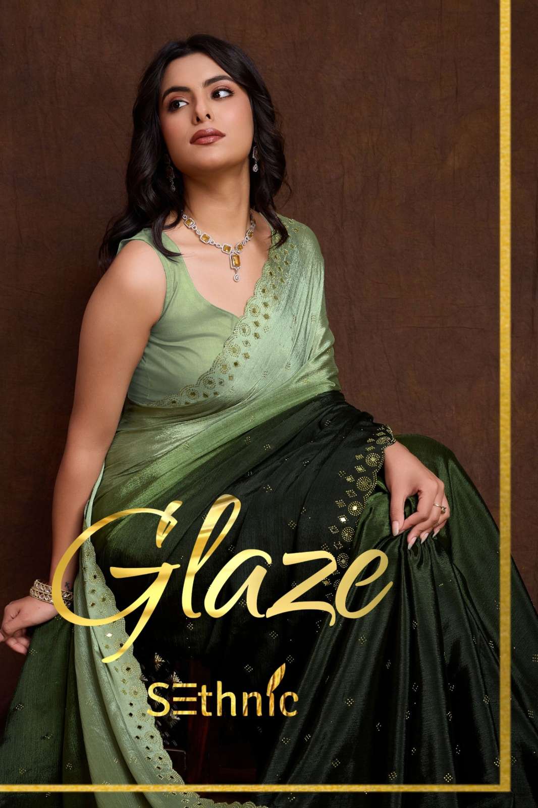 Sethnic 8595 Glaze Mirror Work Party Wear Designer Chinnon Saree 