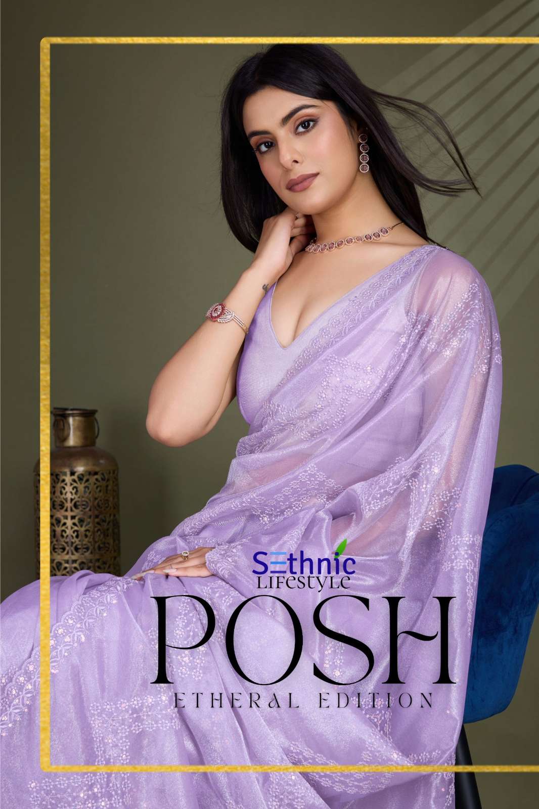 Sethnic Posh 8855 Party Wear Cut Work Designer Net Saree