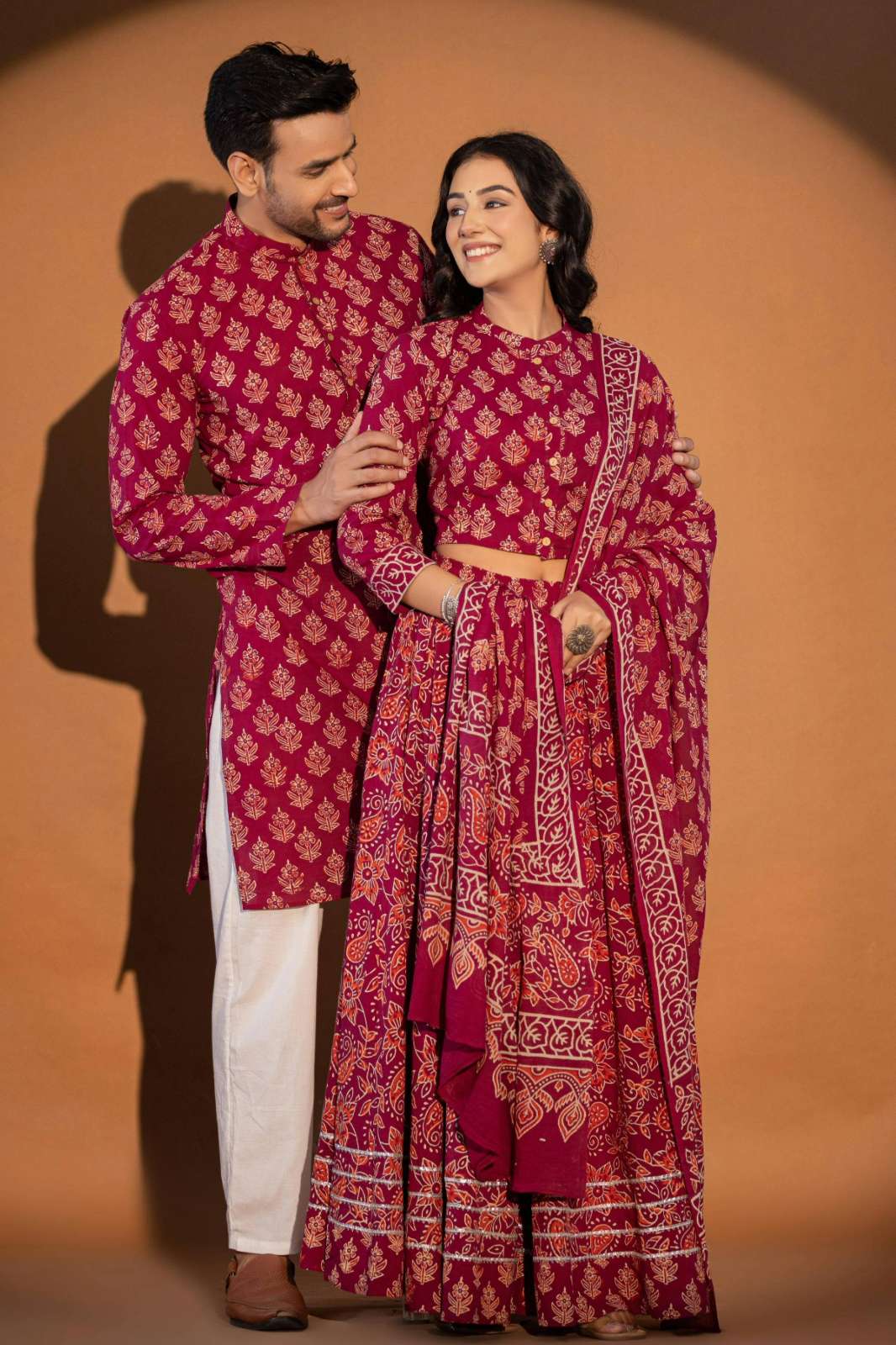 Shri Balaji Emporium 8683B Ready to Wear Pure Cotto Couple Set 