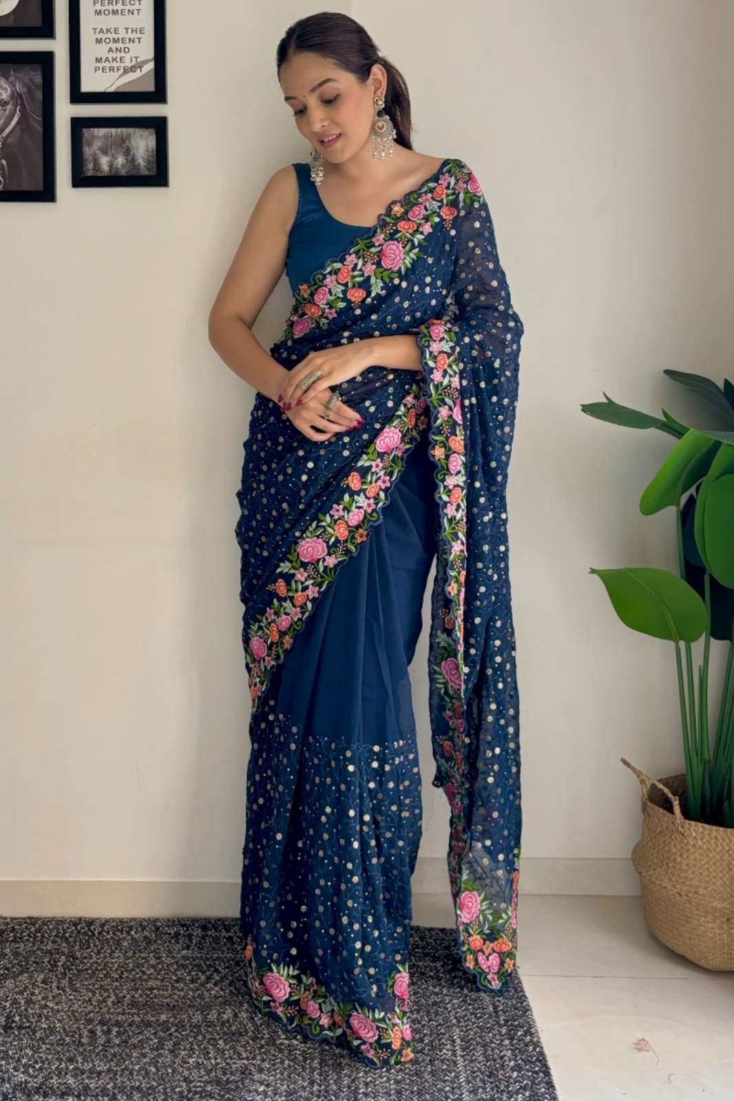 Shri Balaji Emporium KC-764 8783 Beautiful Sequins Work Designer Soft Georgette Saree