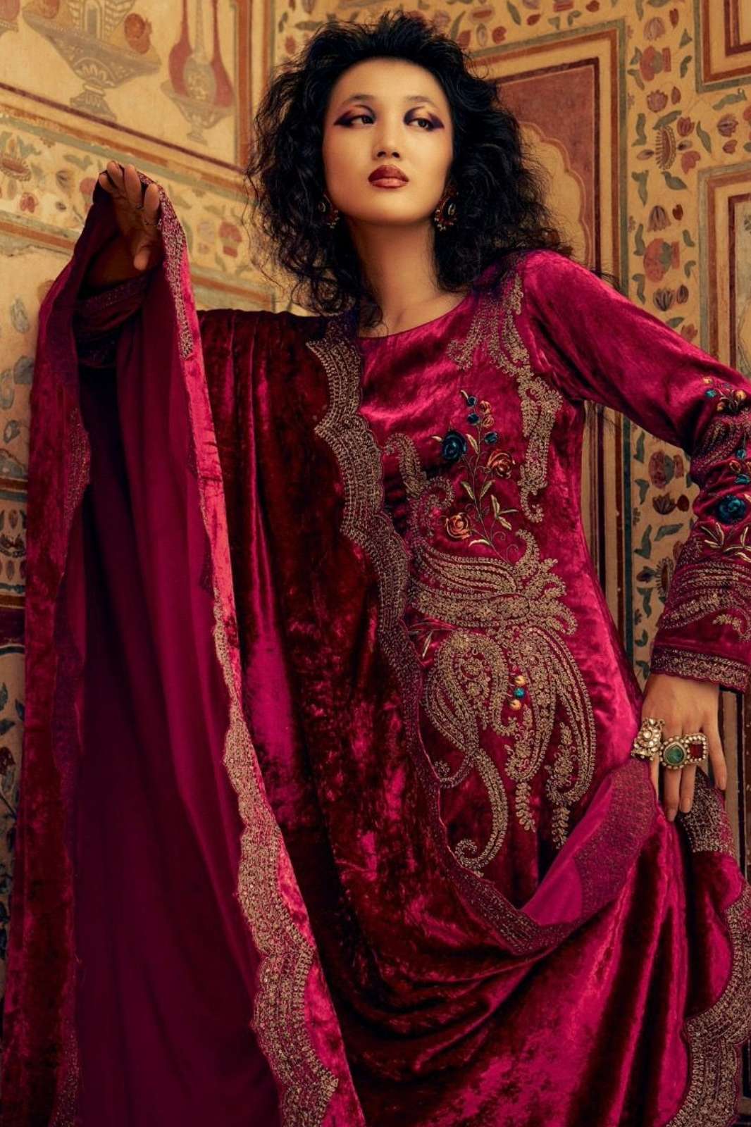 AIQA Lifestyle SASTRA Pure Velvet Suit With Fancy Work