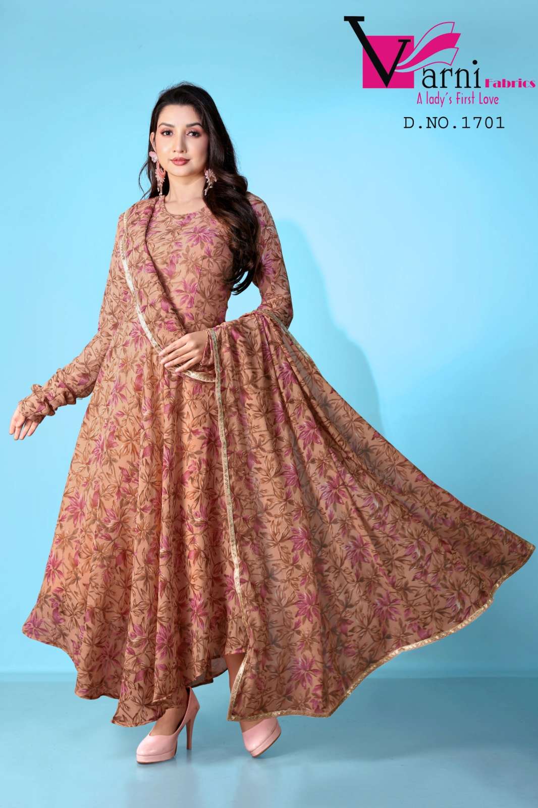 VARNI LASHKARA 8995 FLORAL DESIGNER GEORGETTE ANARKALI STYLE SUIT