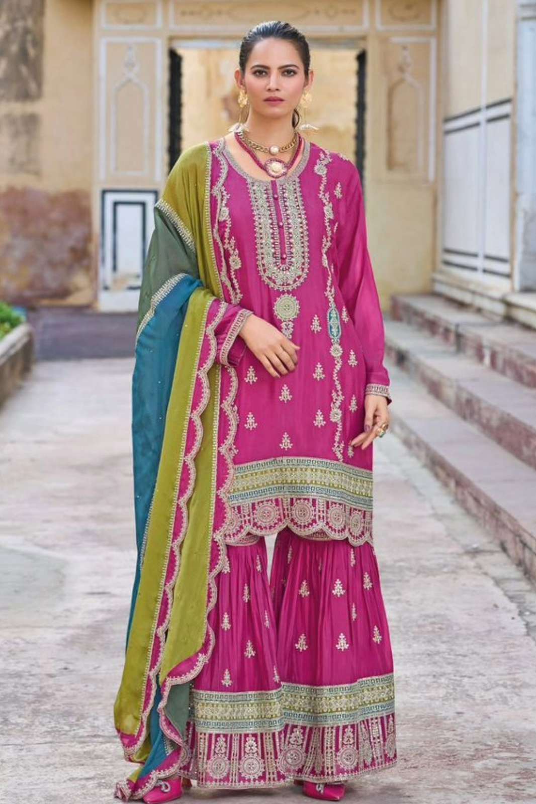 Your Choice AROMA 8772 Readymade Beautiful Embroidered Real Chinon Salwar Suit