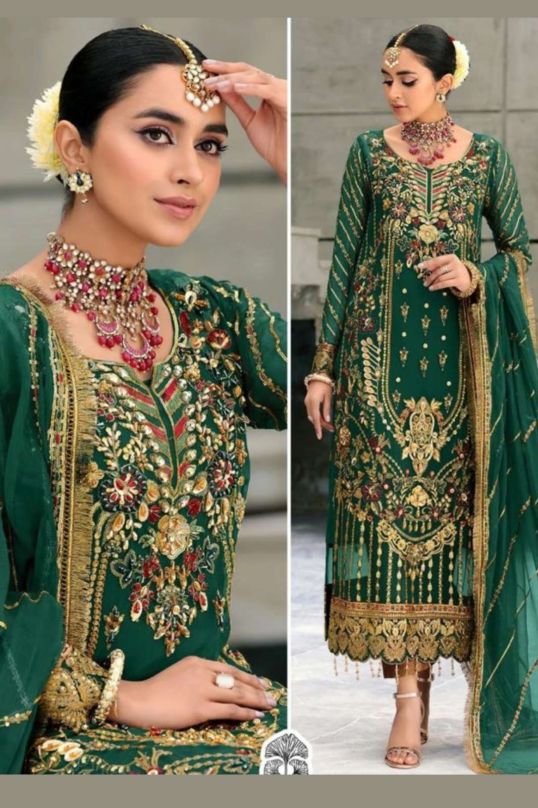 ZAHA 367r 10031 DARK CHART FESTIVAL WEAR DESIGNER GEORGETTE PAKISTANI SUIT