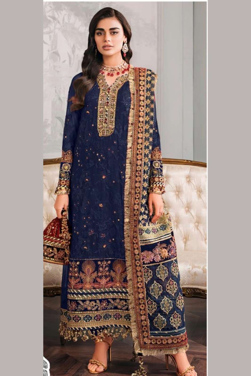 ZAHA 374r ZOYA-VOL-3 HEAVY EMBROIDERED DESIGNER PAKISTANI GEORGETTE SUIT