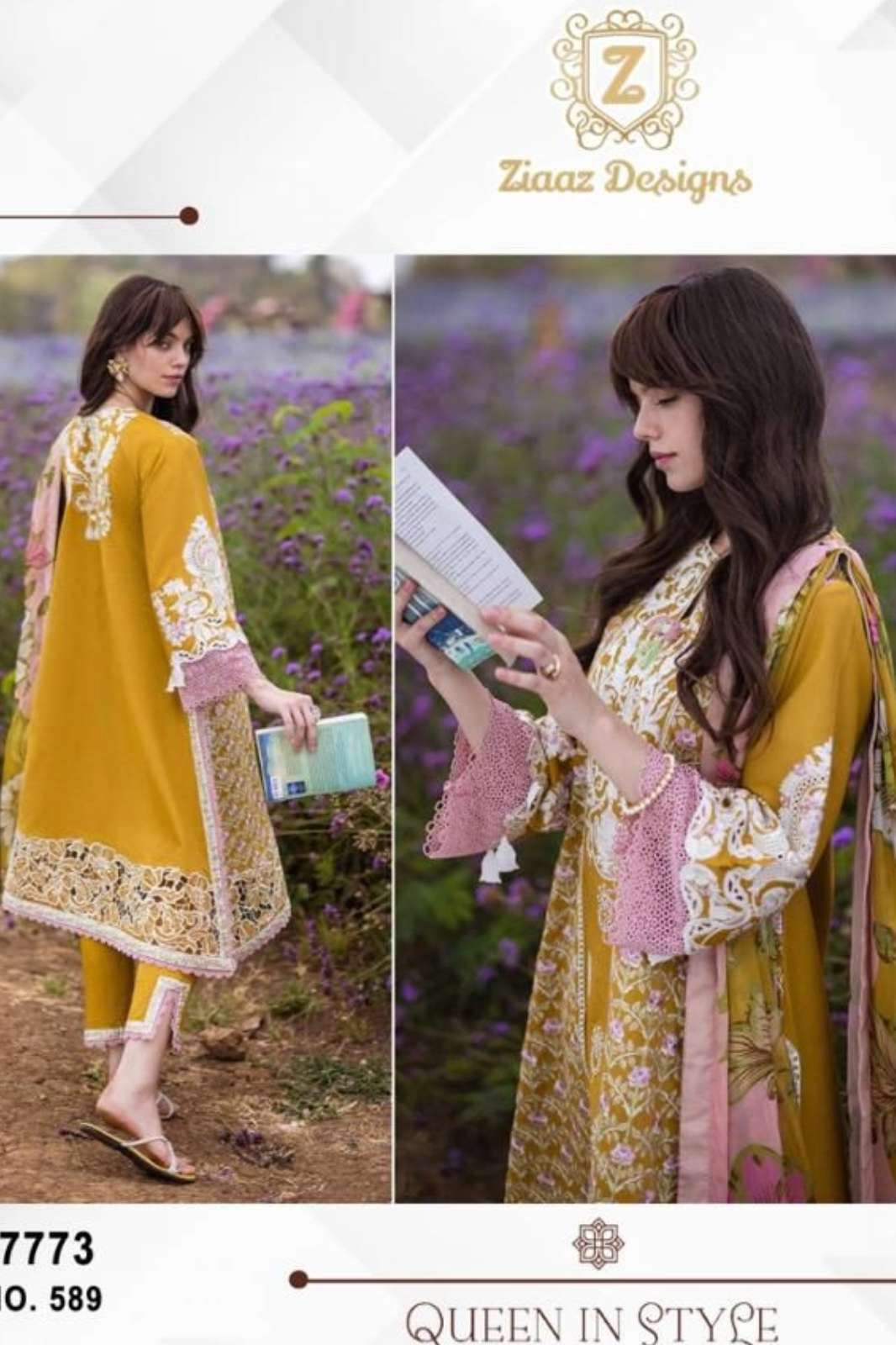 Ziaaz Designs 349r 589 Beautiful Designer Rayon Cotton Pakistani Suit