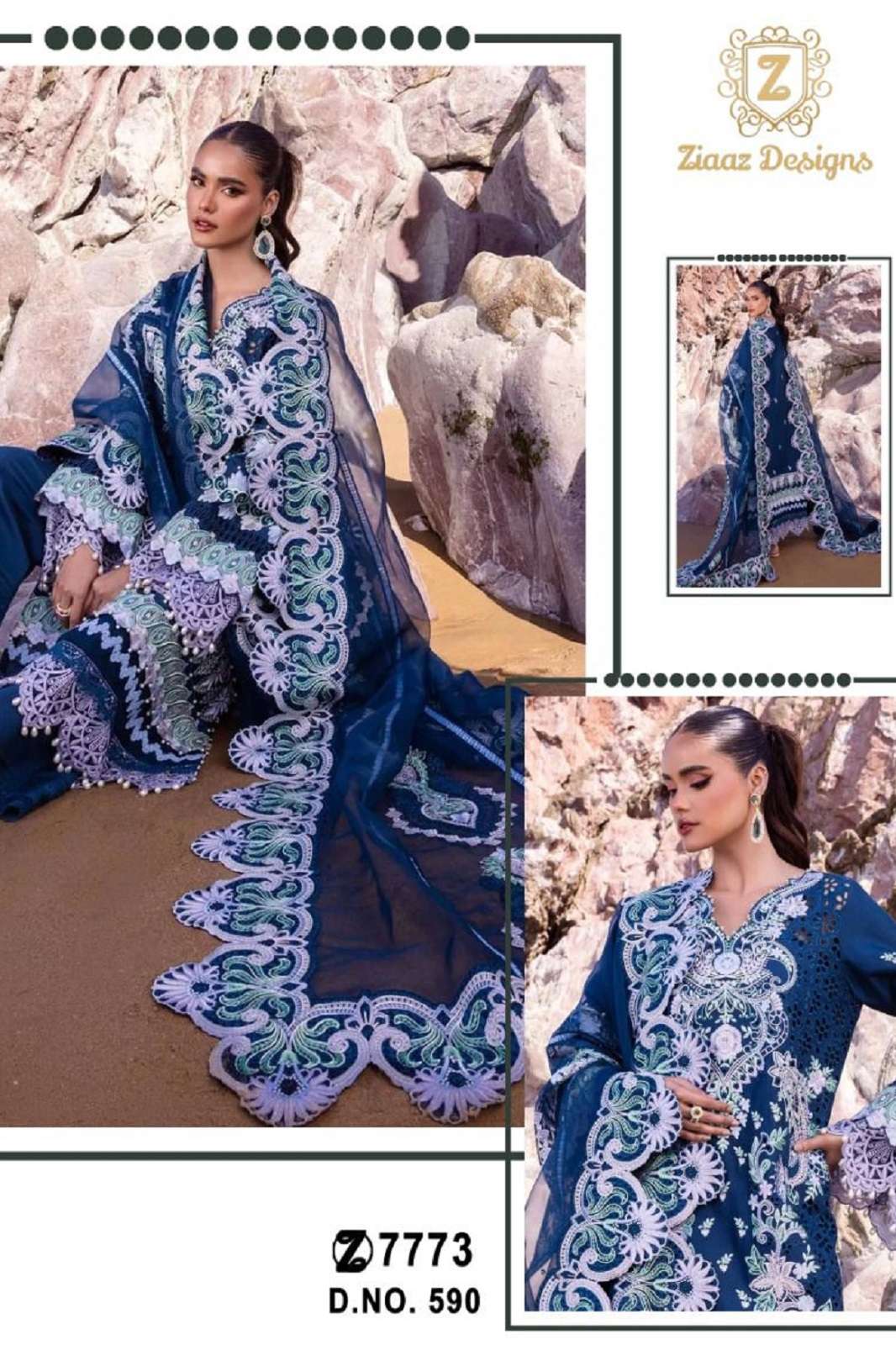 ZIAAZ DESIGNS 590 SEMI STITCHED PAKISTANI SUIT