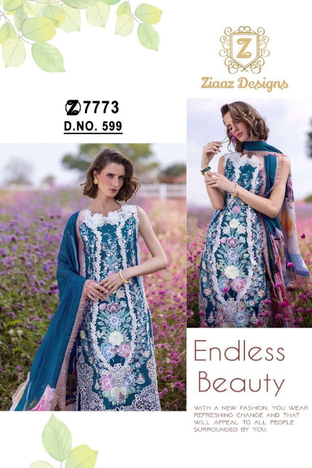 ZIAAZ DESIGNS 599 SEMI STITCHED PAKISTANI SUIT