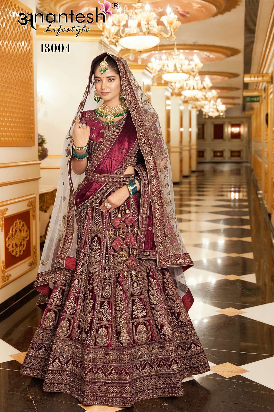 ANANTESH WEDDING BRIDE VOL 02 9165 DESIGNER BRIDAL WEAR VELVET LEHENGA CHOLI