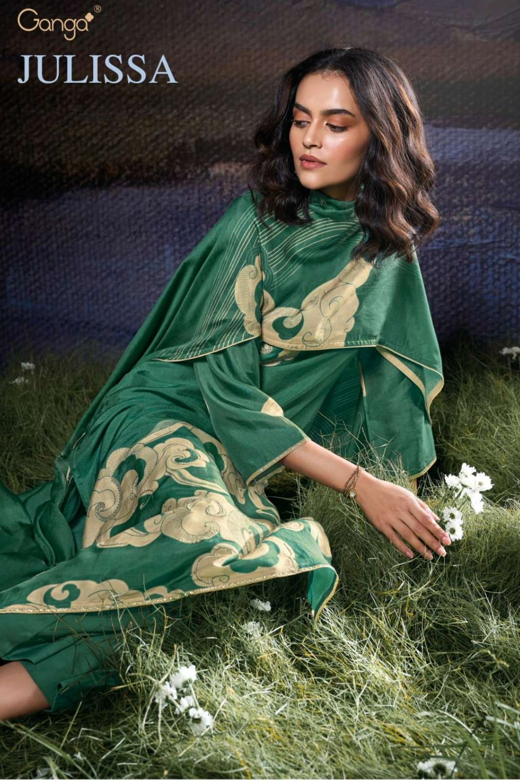 GANGA JULISSA C2075 PREMIUM PURE BEMBERG RUSSIAN SILK SUIT