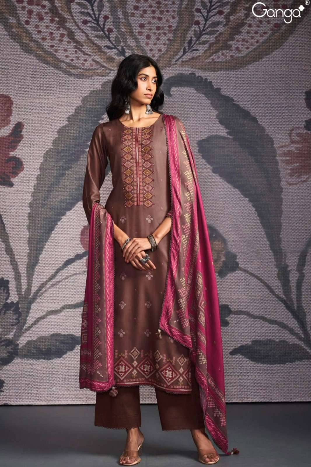 GANGA ORNATE PREMIUM PURE PASHMINA EMBROIDERED SUIT