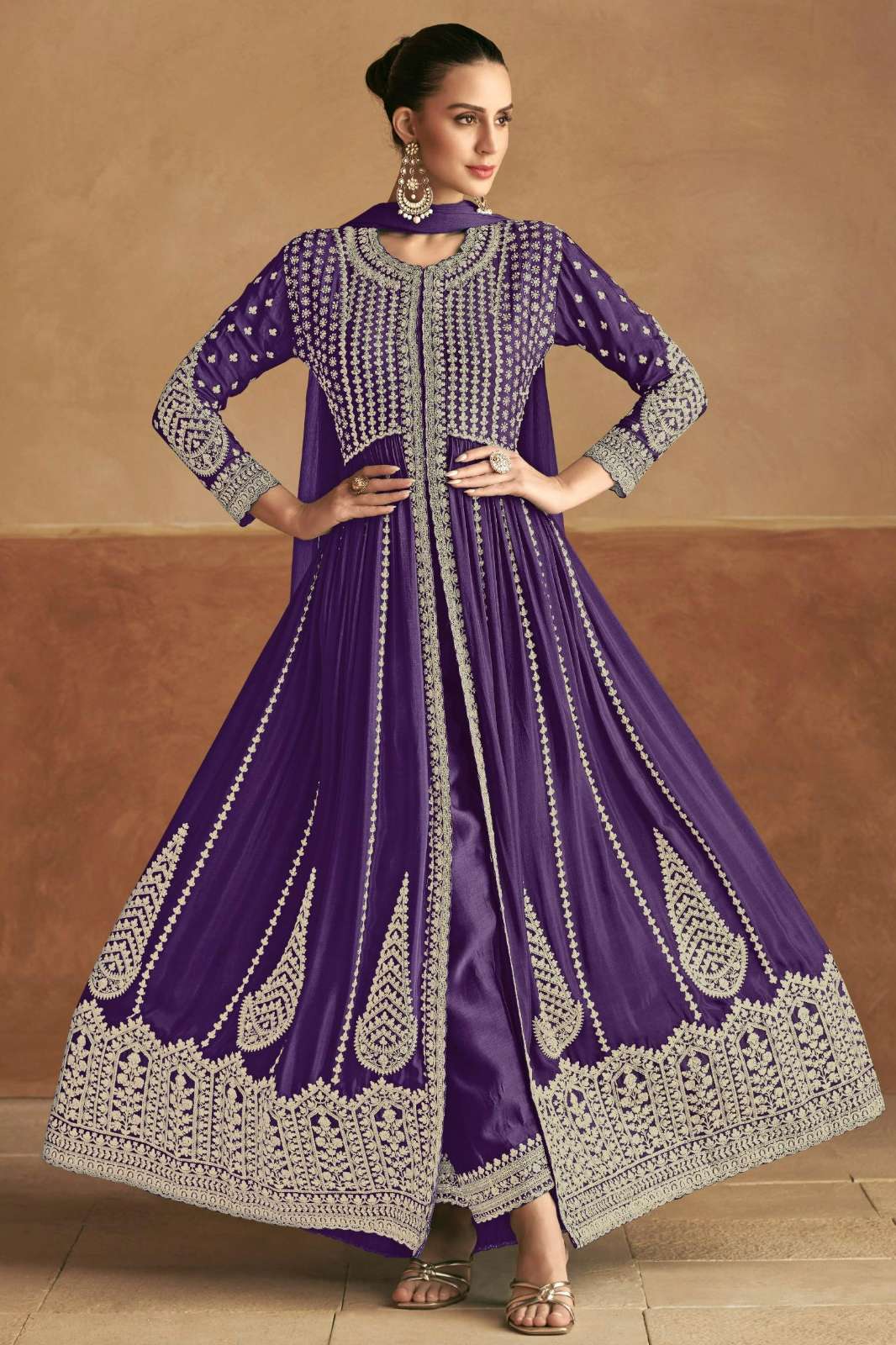 Gulkayra TANIM 9341 Readymade Real Chinon Fornt Slit Anarkali Suit