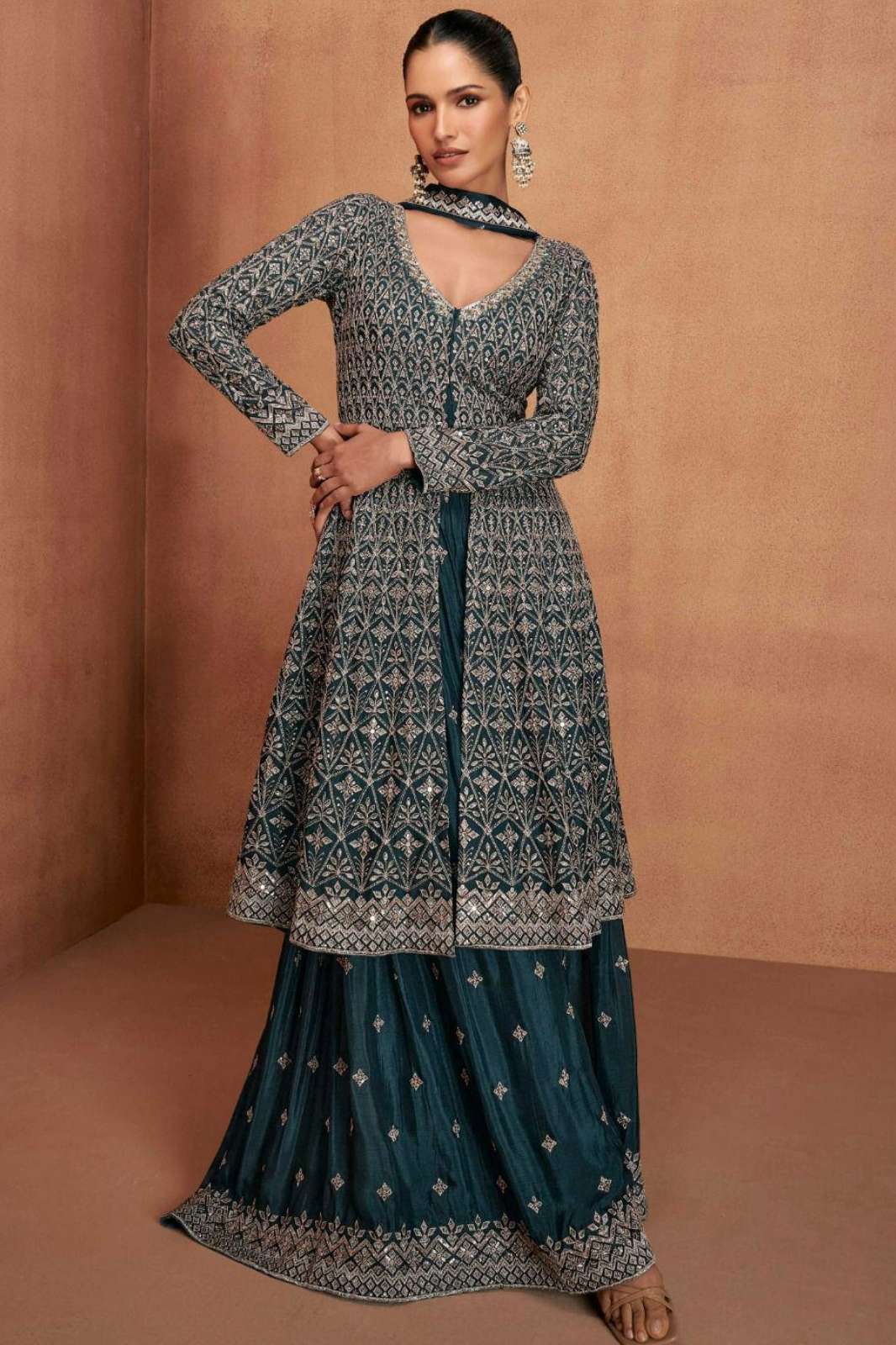 Gulkayra VIANA 9303 Readymade Real Chinon Suit with  Emboidery Work