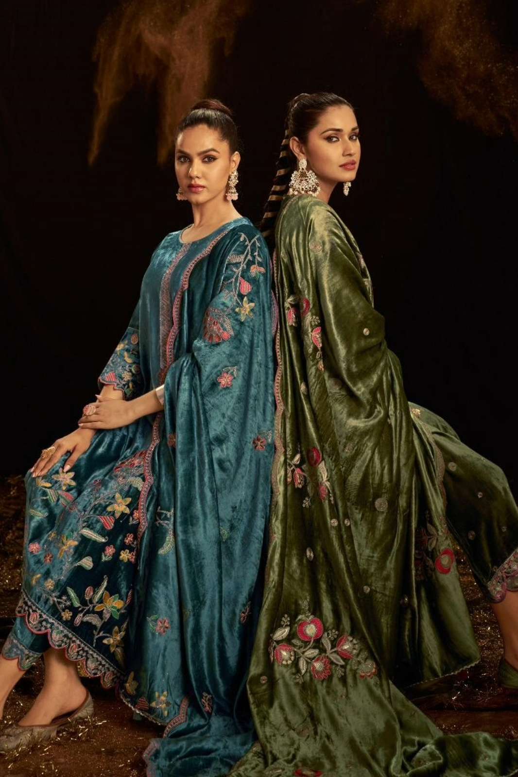 JAY VIJAY SITARA PURE VISCOSE VELVET SUIT WITH EMBROIDERY WORK