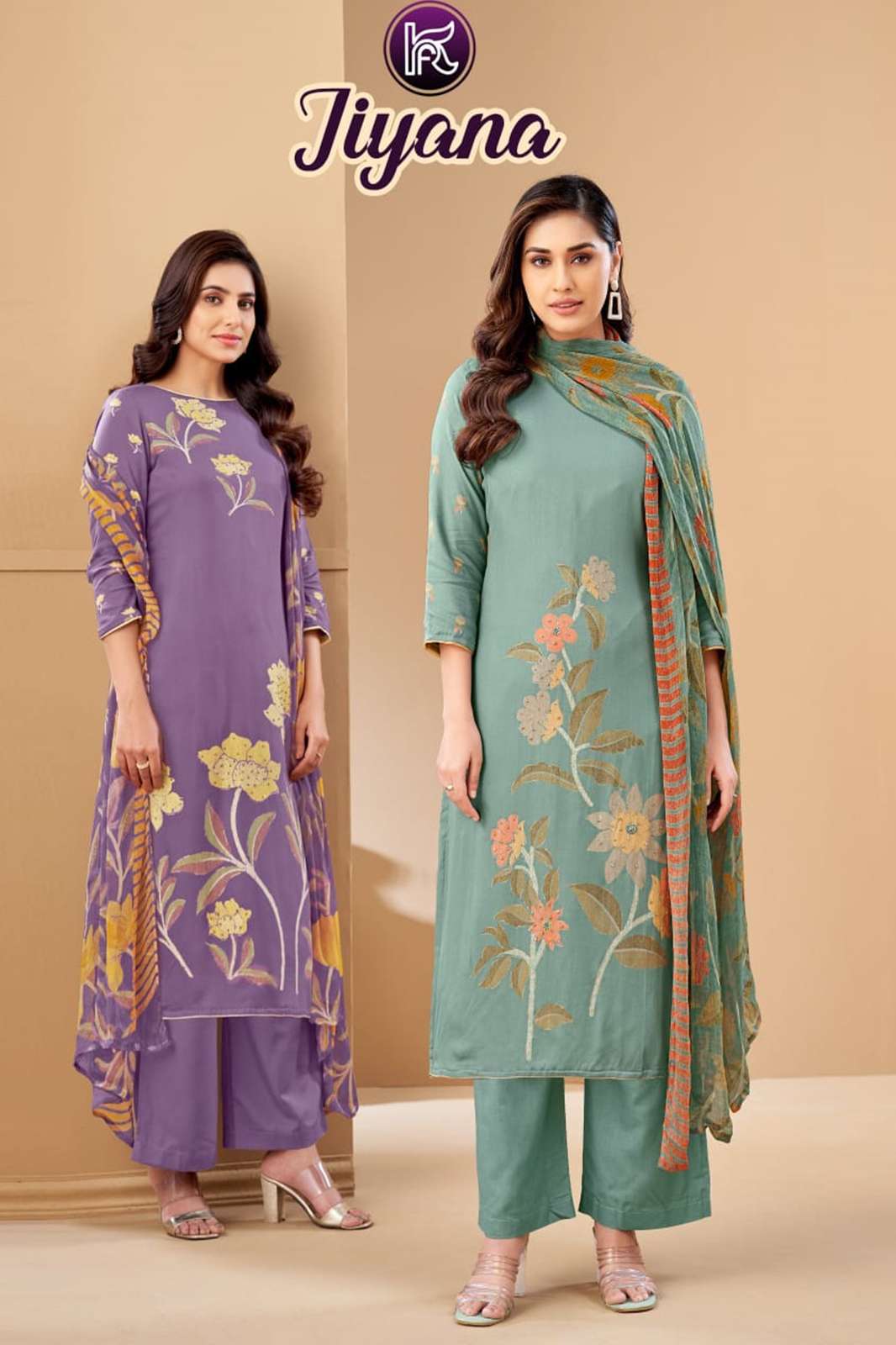 KALA FASHION JIYANA DESIGNER PURE VISCOSE PASHMINA SUIT SET