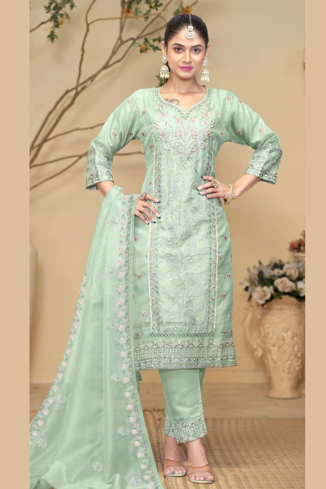 RAMSHA R 1216 READYMADE DESIGNER ORGENZA PAKISTANI SUIT