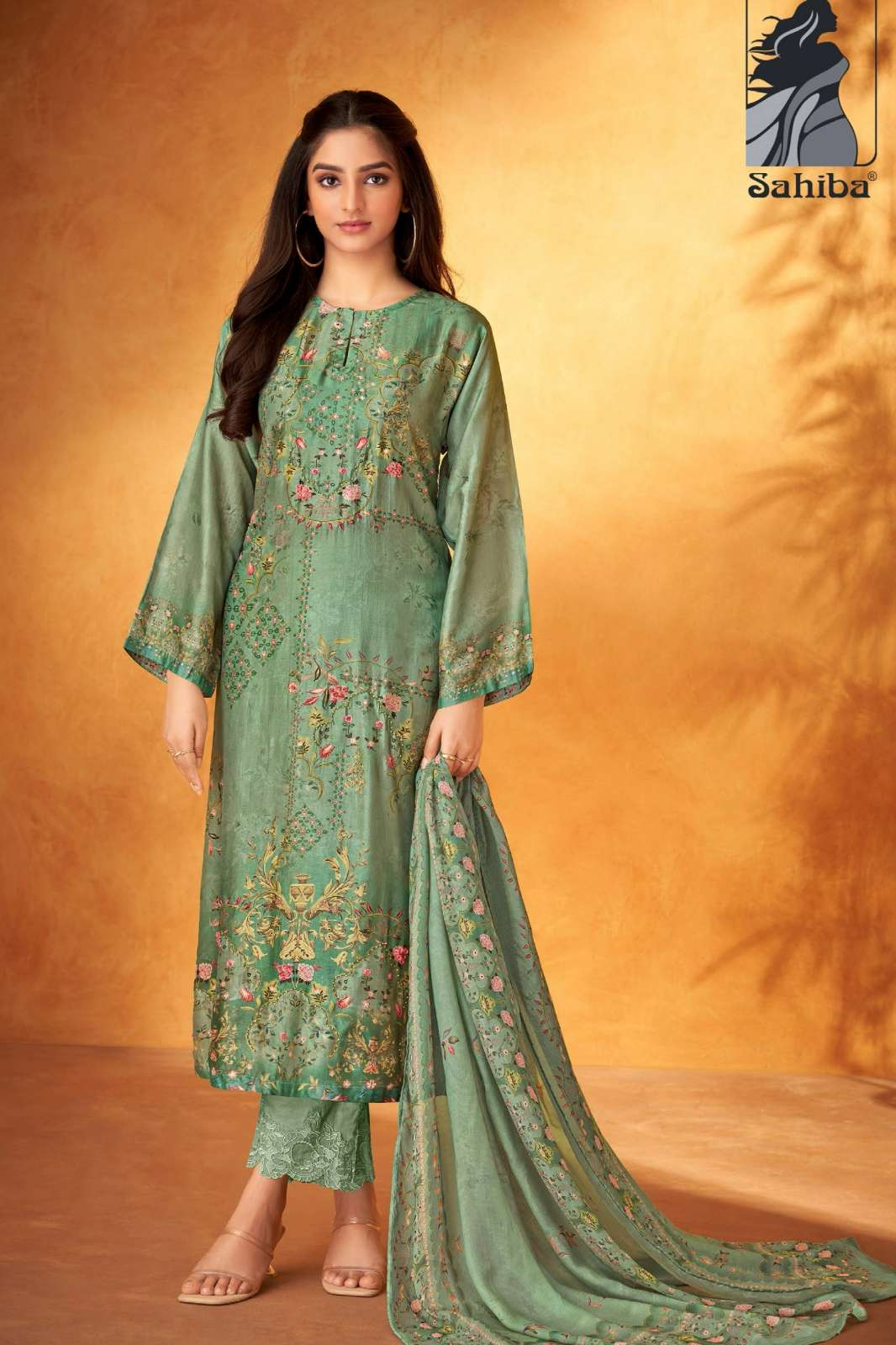 SAHIBA ZIKR RUSSIAN SILK DIGITAL PRINTED SUIT WITH HAND WORK